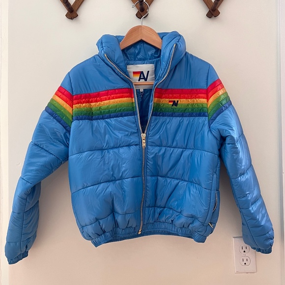 Women’s 6 Stripe Luxe Apres Puffer Jacket - Glossy Ocean - Picture 4 of 7